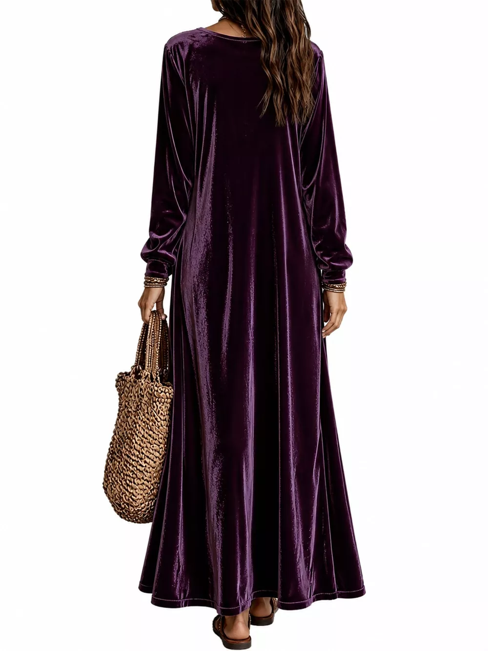 Velvet Long-Sleeve Maxi Dress, image 29