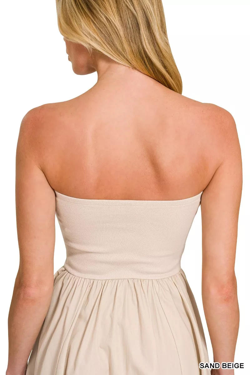 Combined Knit Tube Top Flare Mini Dress, image 2