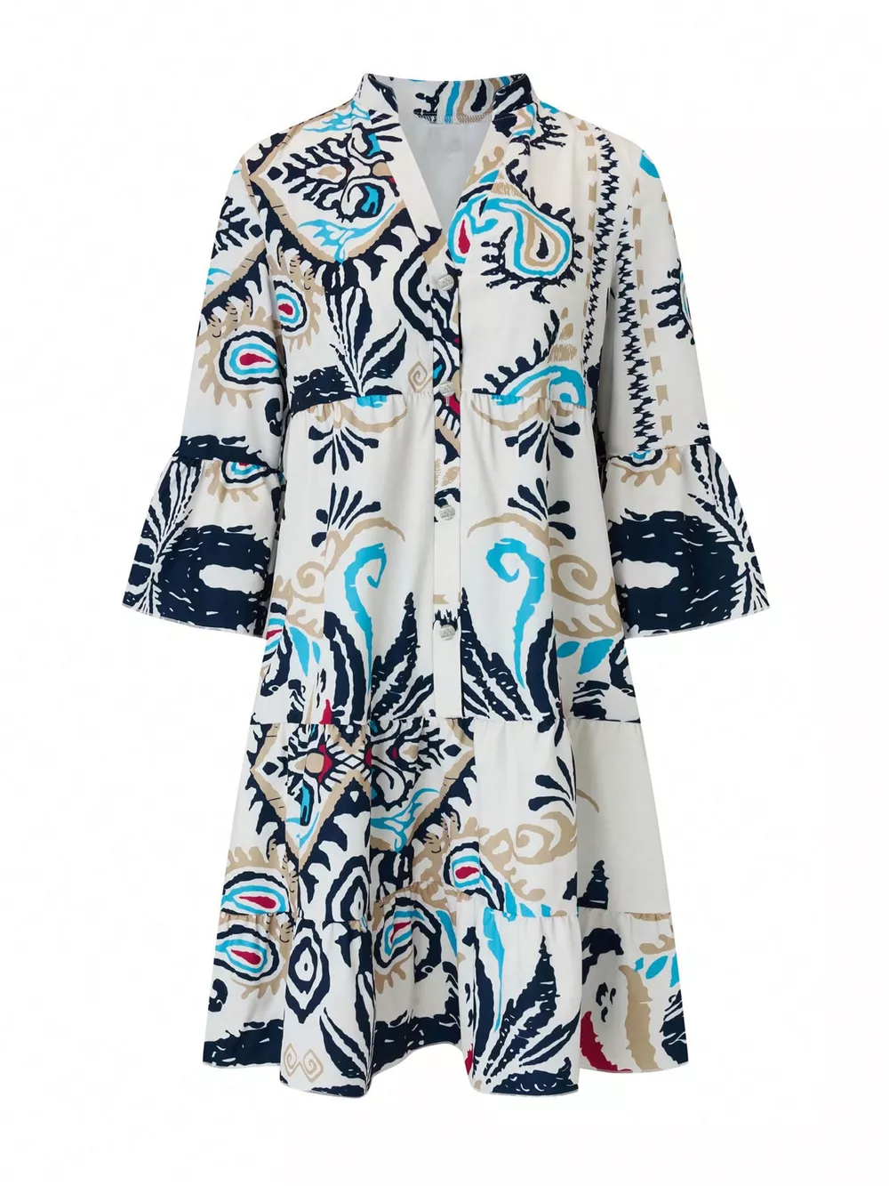 Bohemian Print Tiered Mini Dress, image 4