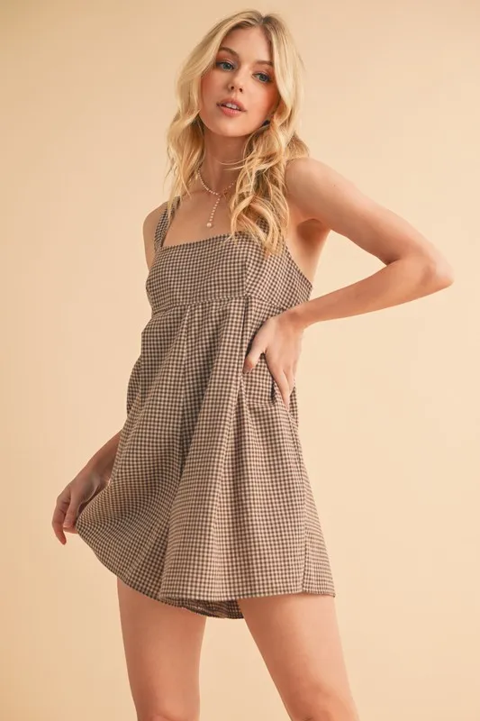 Plaid Square Neck Romper, image 4