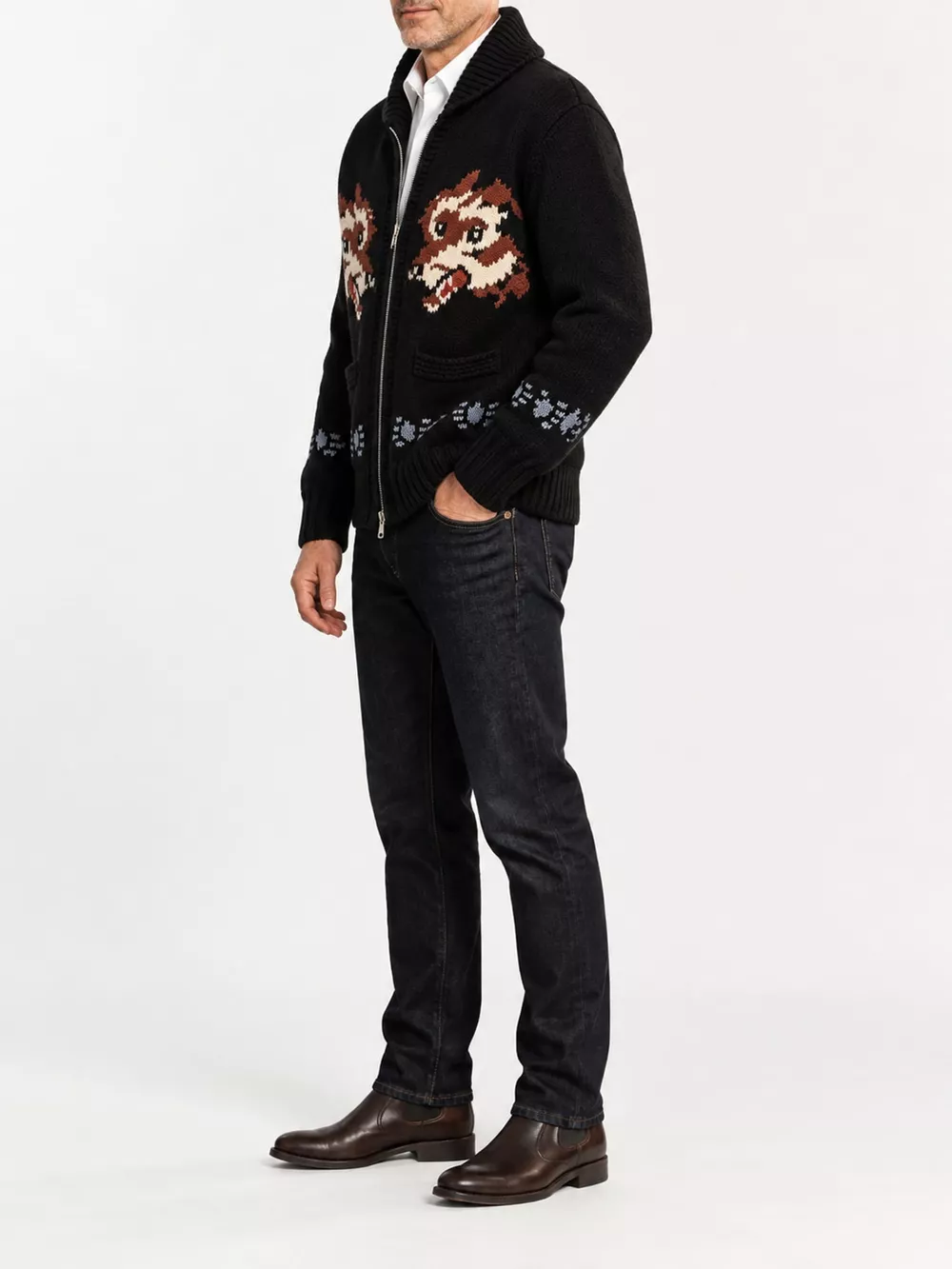 Men's Full Size Animal Chunky Knit Zip-Up Cardigan Plus Size, image 23