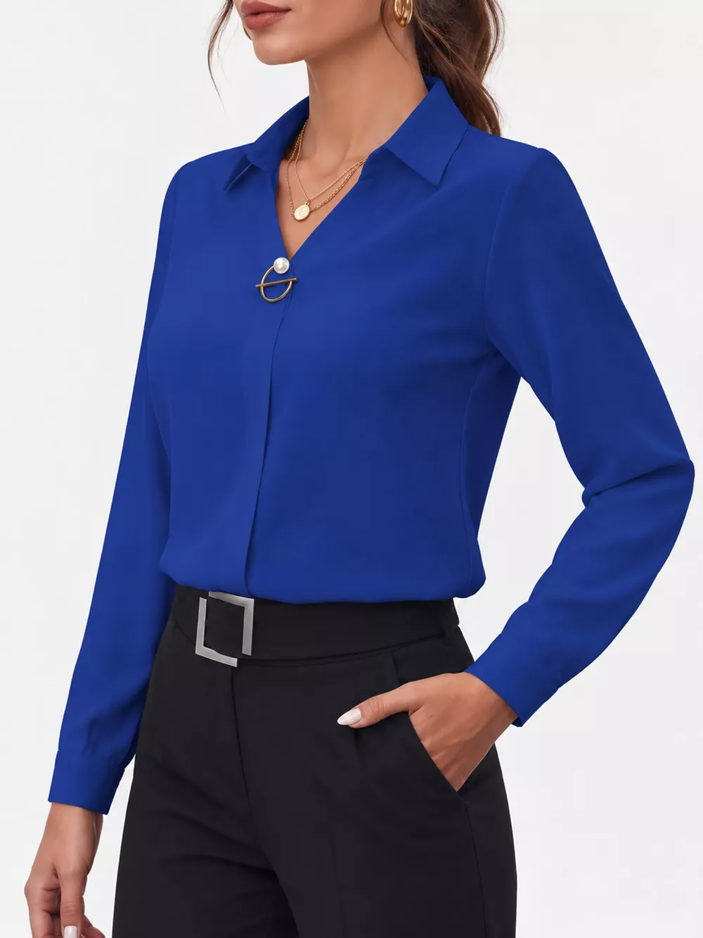Long Sleeve Satin Blouse, image 30