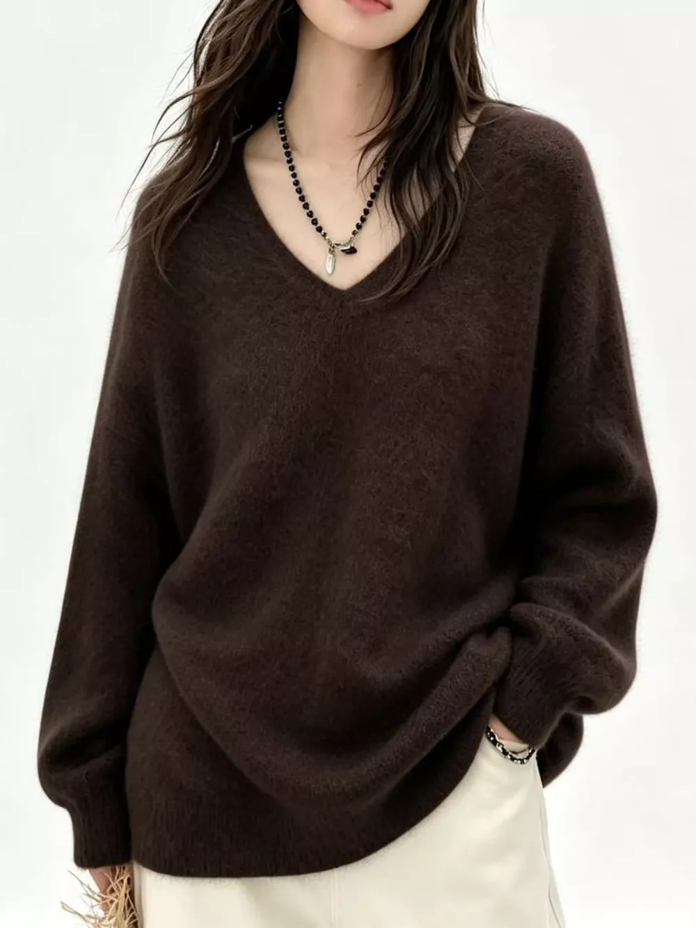 V-Neck Dropped Shoulder Sweater, image 14