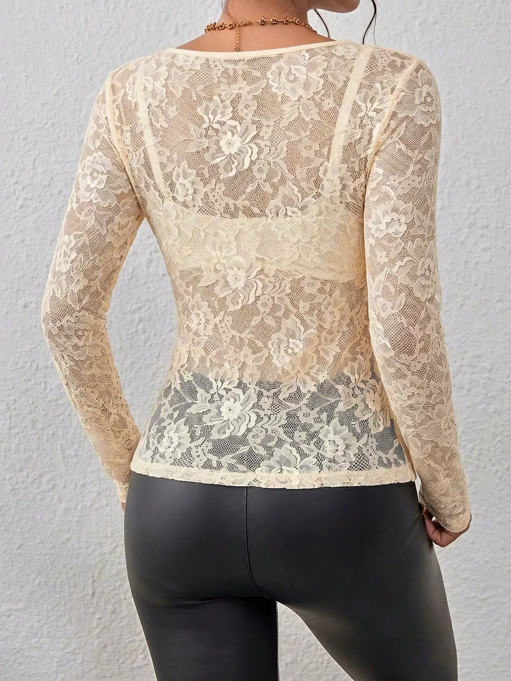 Lace V-Neck Long Sleeve Top, image 35