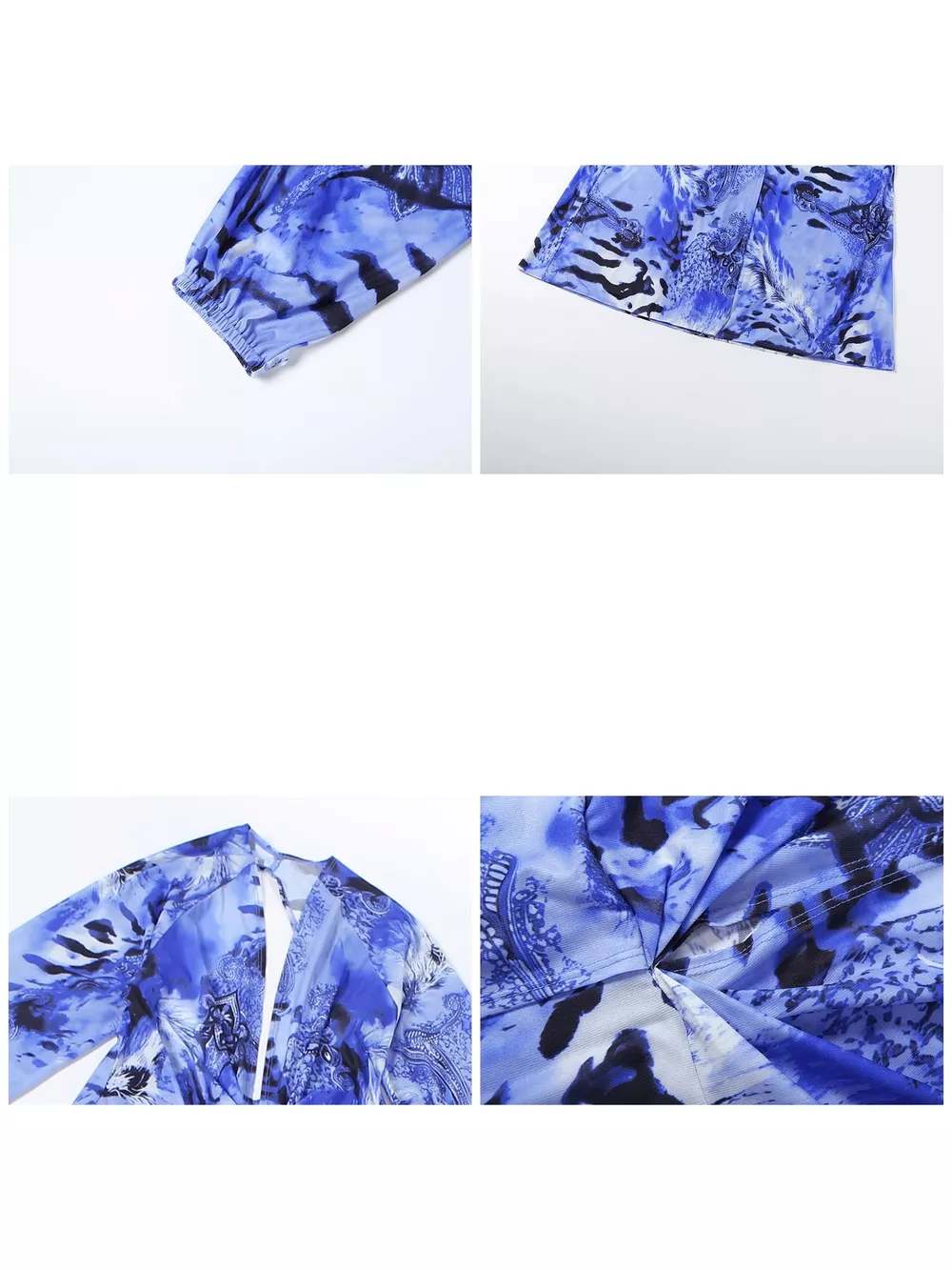 Deep V-Neck Long Sleeve Printed Maxi Dress, image 31