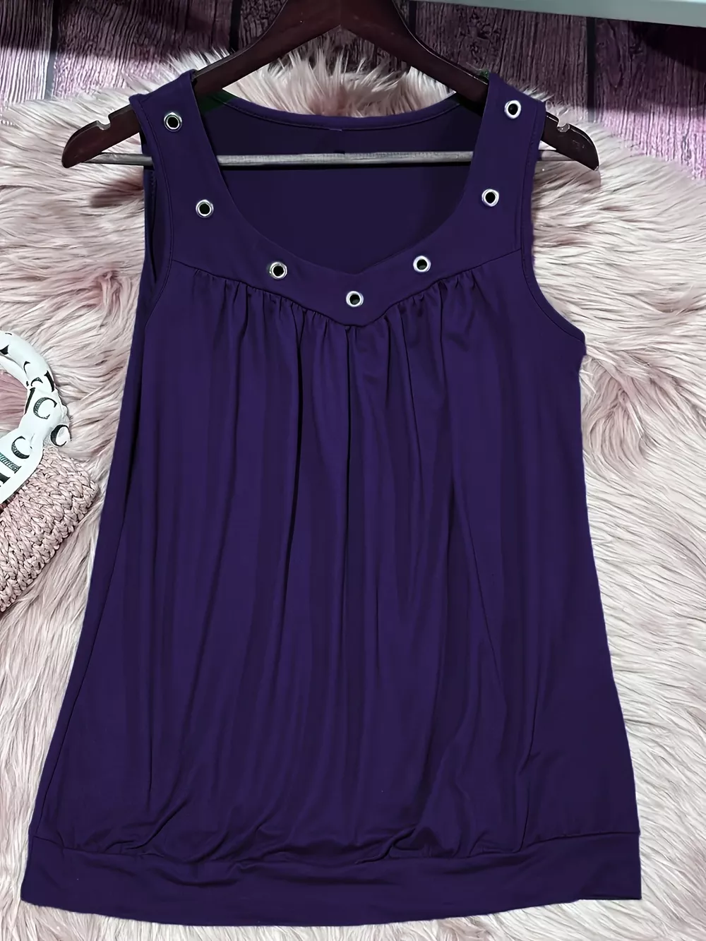 Eyelet Detail Ruched Tank, image 12