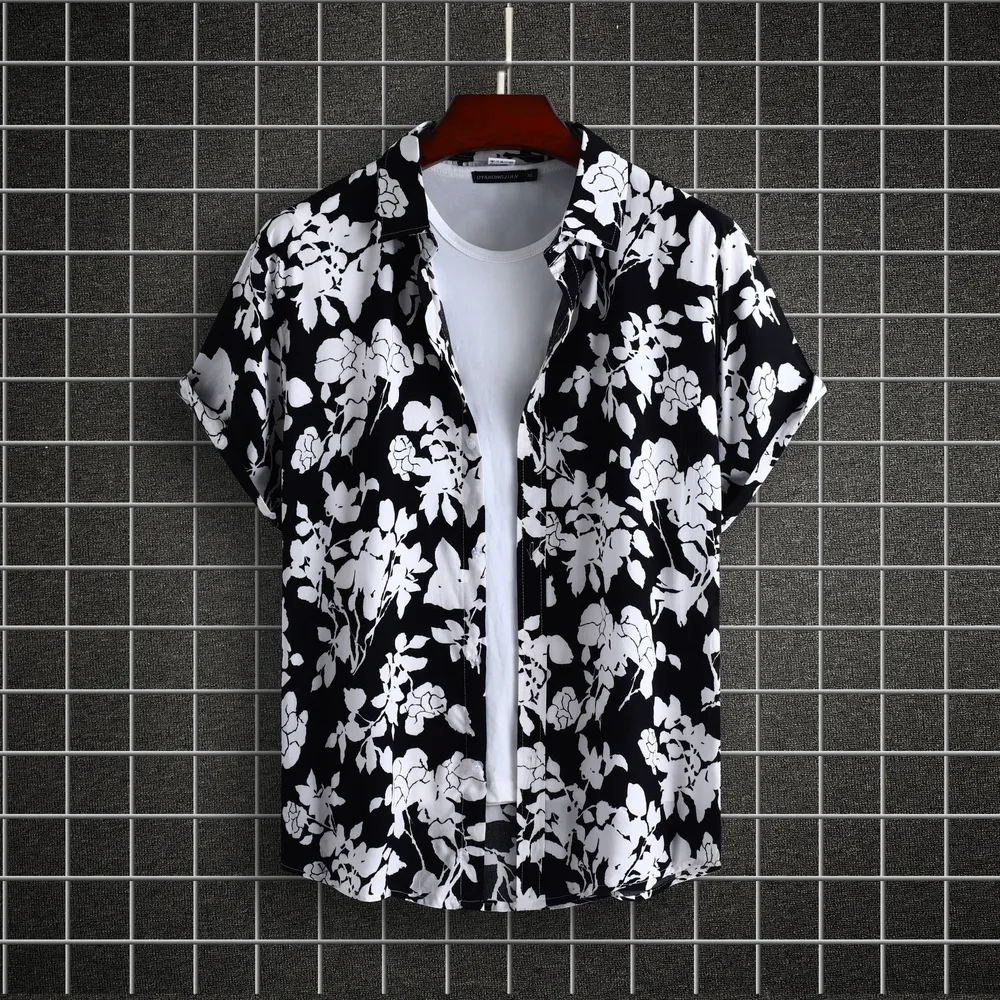 Men's Plus Size Printed Short Sleeve Casual Shirt
