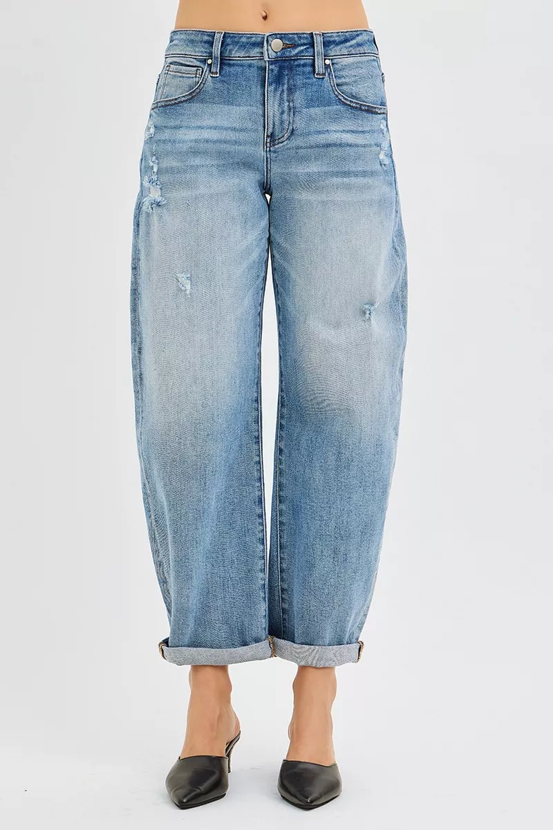 Full Size Slouchy Ankle Length Barrel Jeans with Cuffs Plus Size, image 3