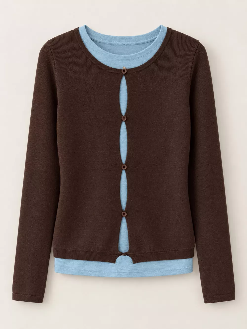 Layered Look Long Sleeve Knit Top, image 13