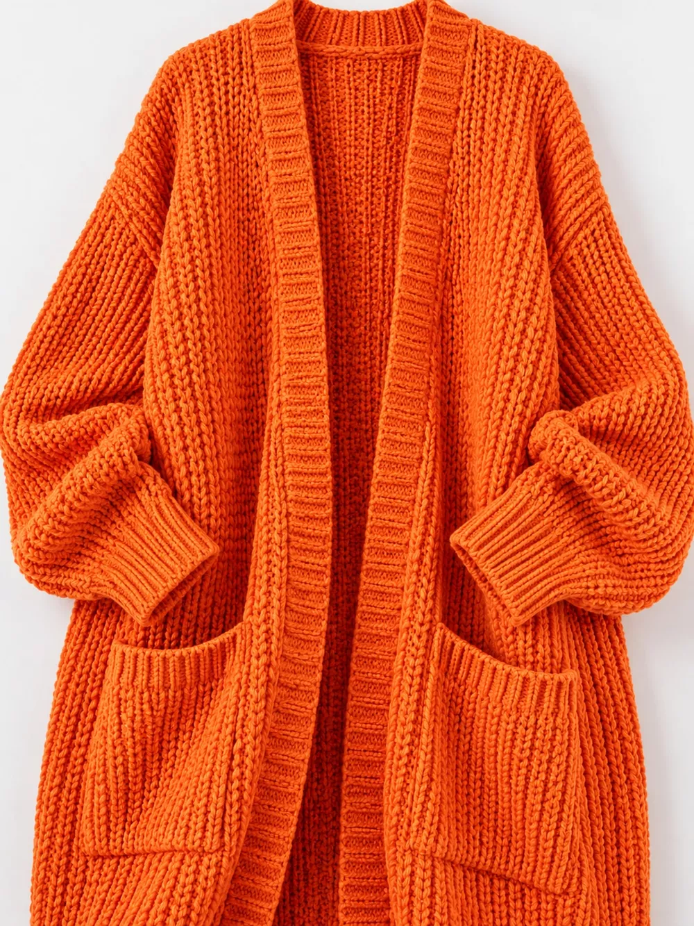 Full Size Chunky Knit Openwork Front Longline Cardigan Plus Size, image 45