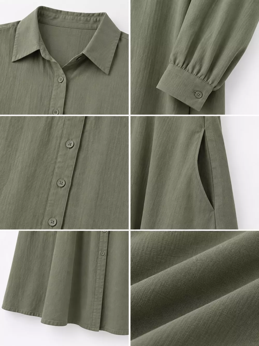 Full Size Button Front Long Sleeve Maxi Shirt Dress Plus Size, image 14