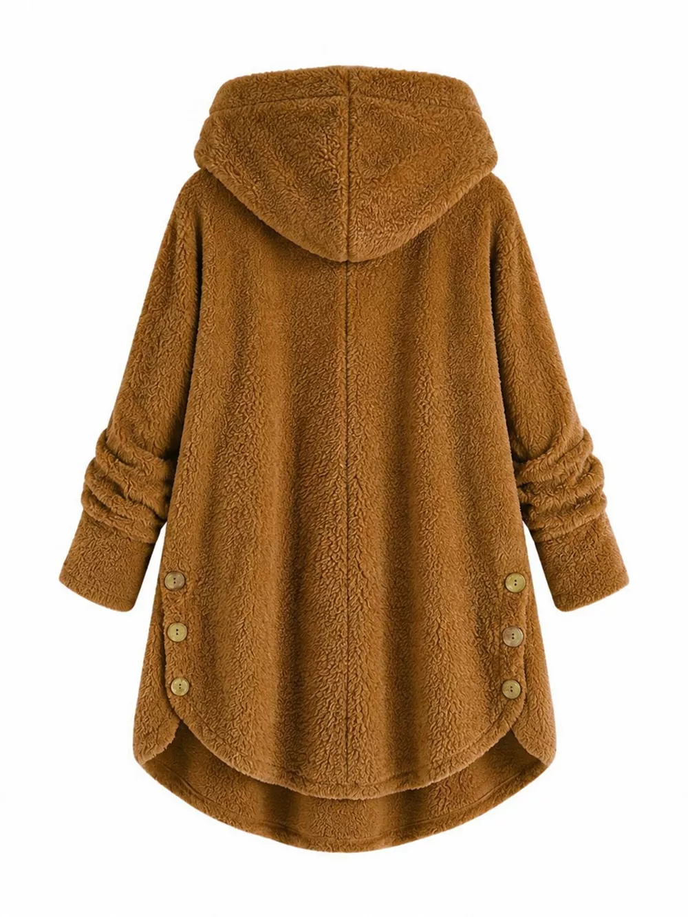 Full Size Fleece Button Up Hooded Outerwear Plus Size, image 29