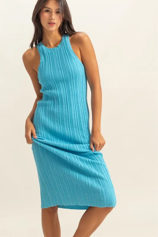 Round Neck Bodycon Ribbed Knit Dress, image 4