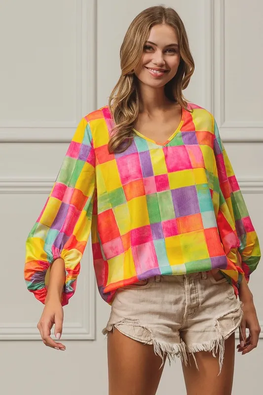 Multi Block Bubble Pop Ballon Top, image 18