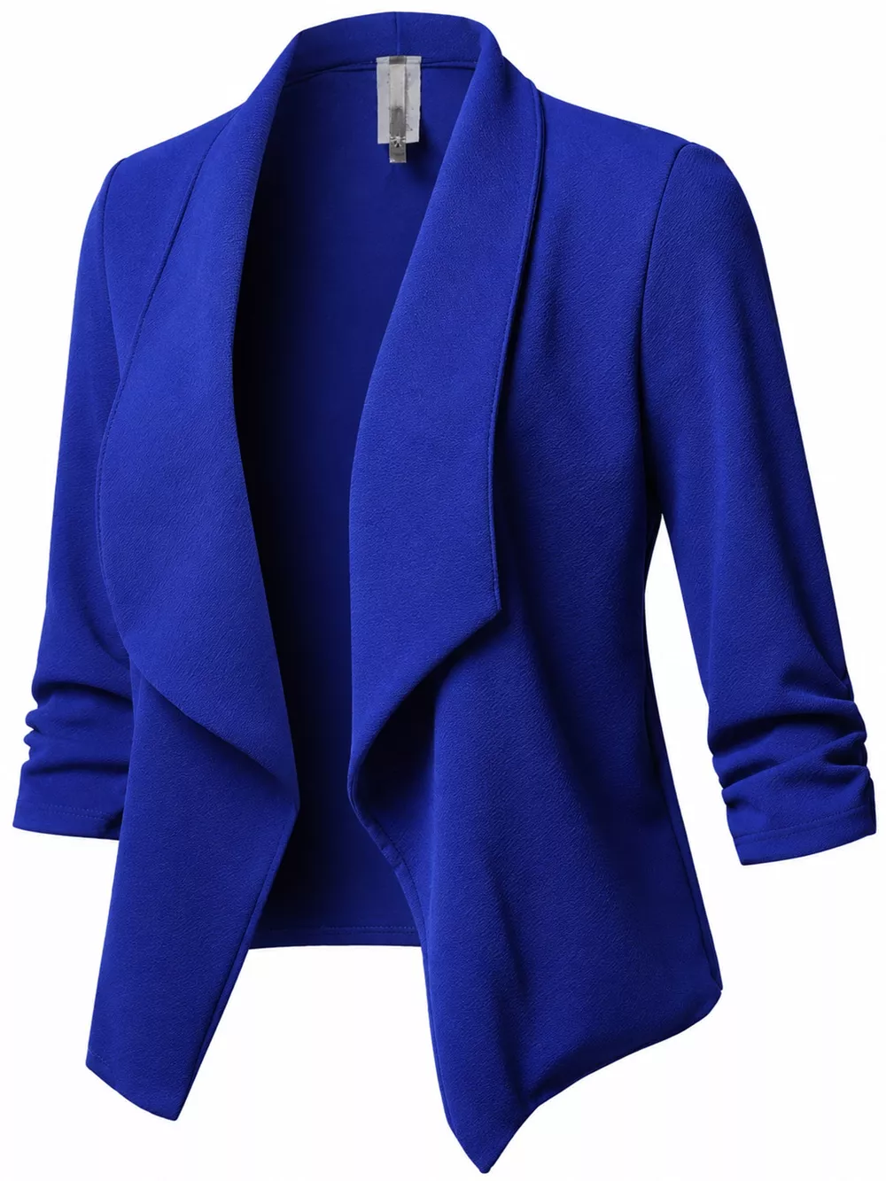 Full Size Open Front Drape Blazer with 3/4 Ruched Sleeves Plus Size, image 25