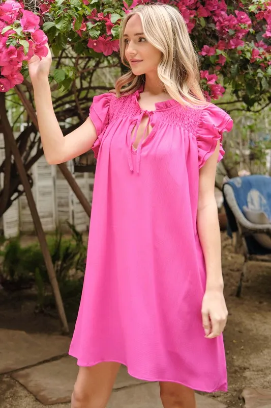 Ruffle Shoulder Smocked Detailed Dress, image 6