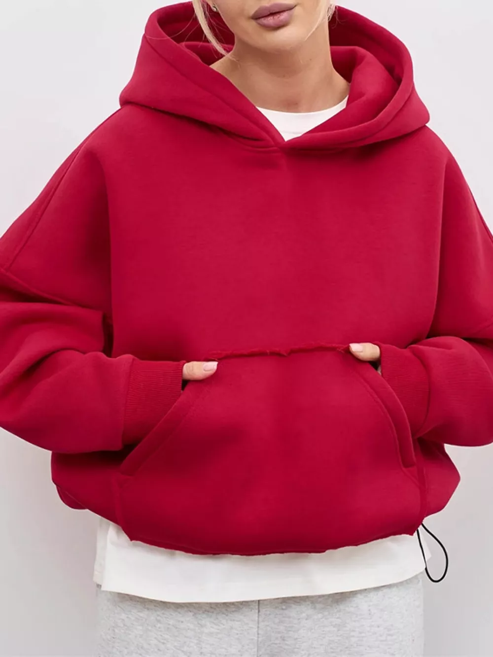 Kangaroo Pocket Dropped Shoulder Hoodie, image 27
