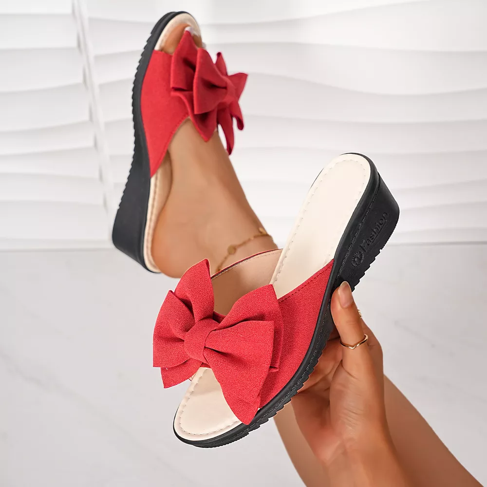 Bow Open Toe Wedge Sandals, image 5