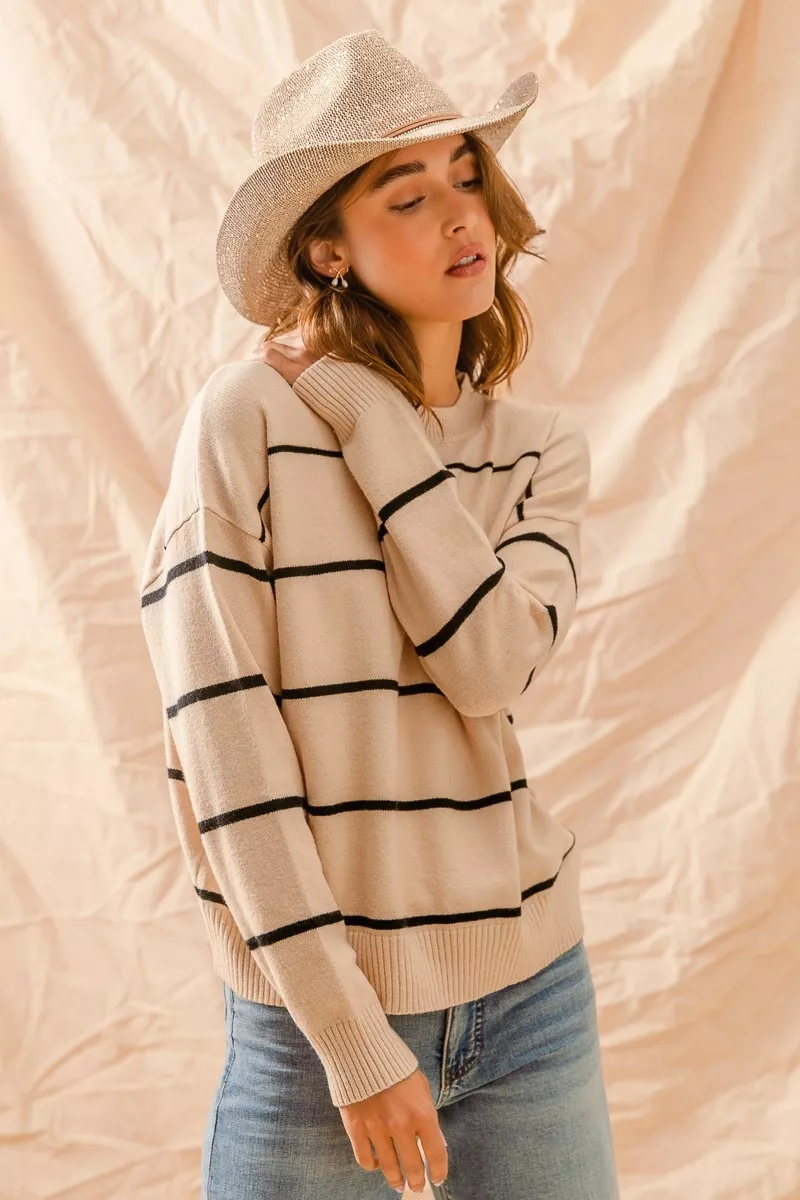 Stripe Crew Neck Basic Essential Sweater, image 10