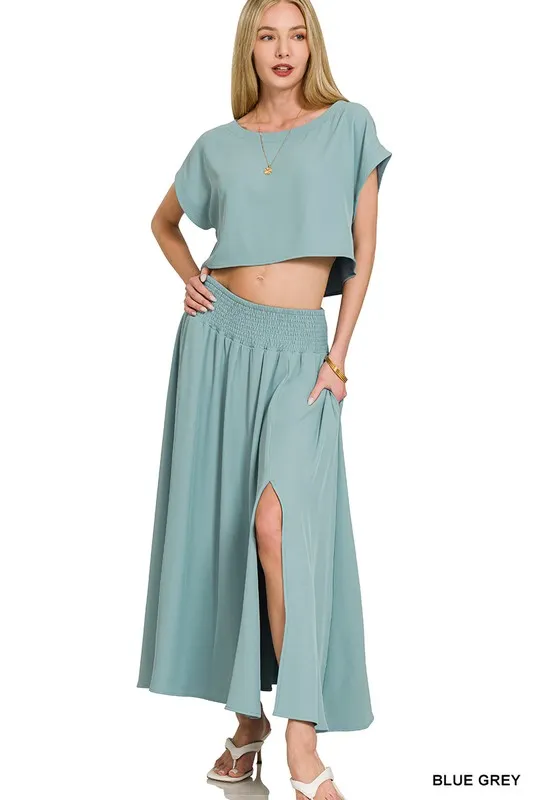 Heavy Woven Span Crop Tee & Skirt Set, image 11