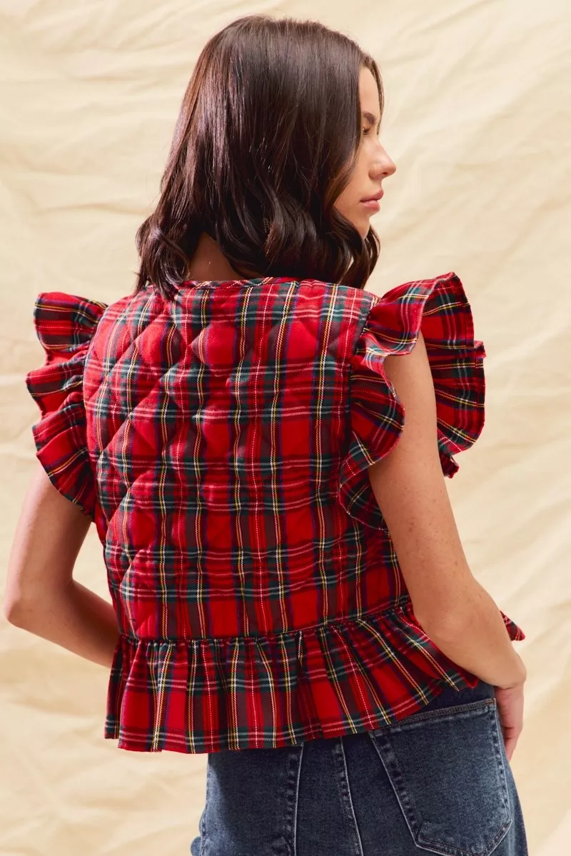 Christmas Holiday Plaid Ruffled Quilt Vest Top, image 15
