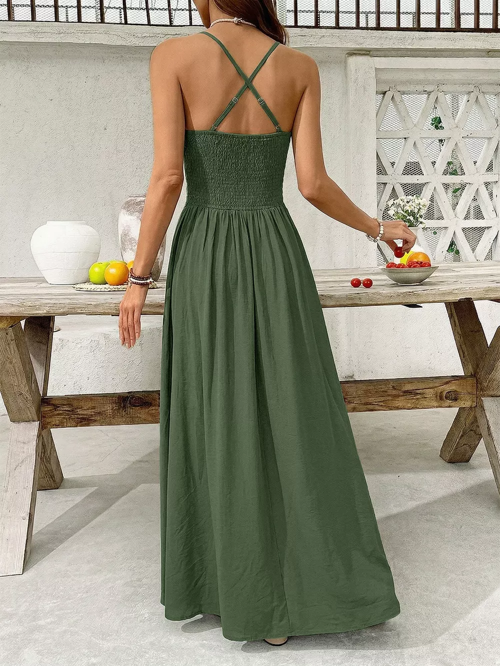 Lace Trim Spaghetti Strap Maxi Dress, image 5