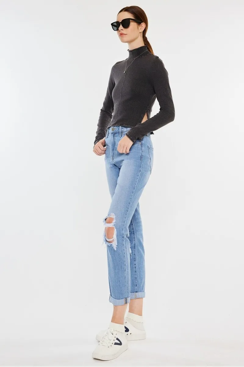 Kancan High Rise Distressed Mom Jeans, image 6