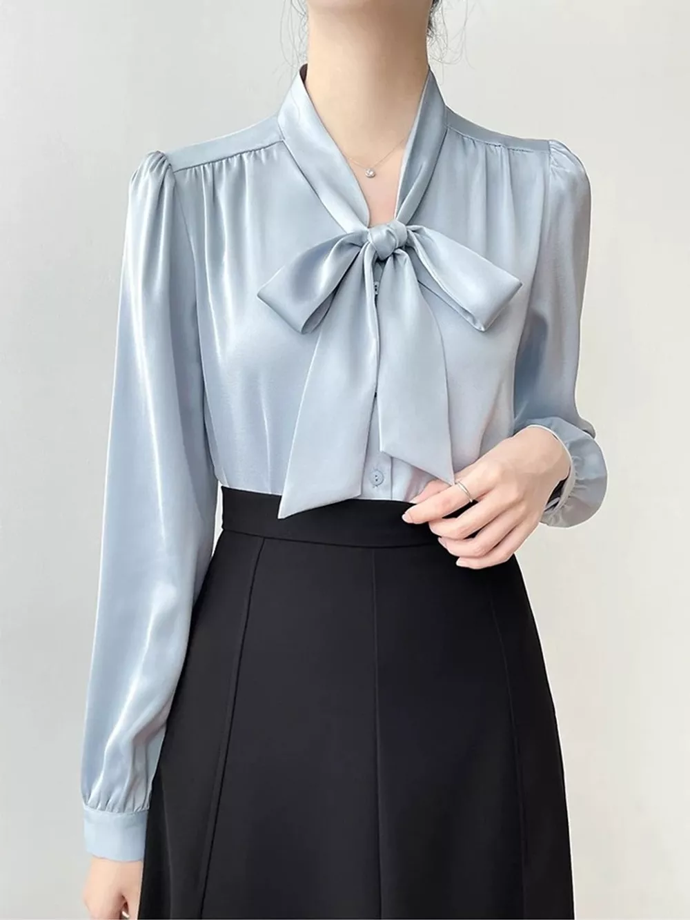 Full Size Tie Front Long Sleeve Shirt Plus Size, image 6
