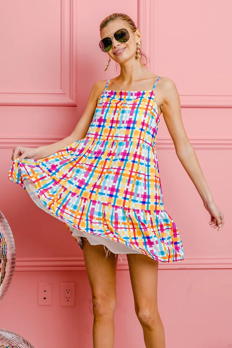 Multi Colors Plaid Sleeveless Sun Dress, image 9