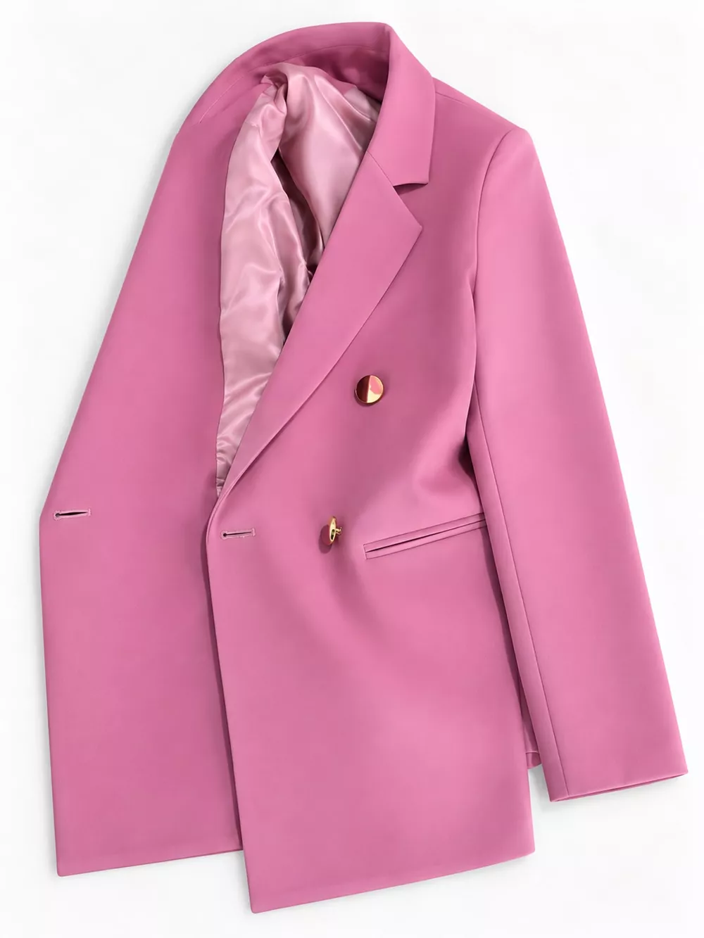 Full Size Minimalist Double-Breasted White Blazer Plus Size, image 62