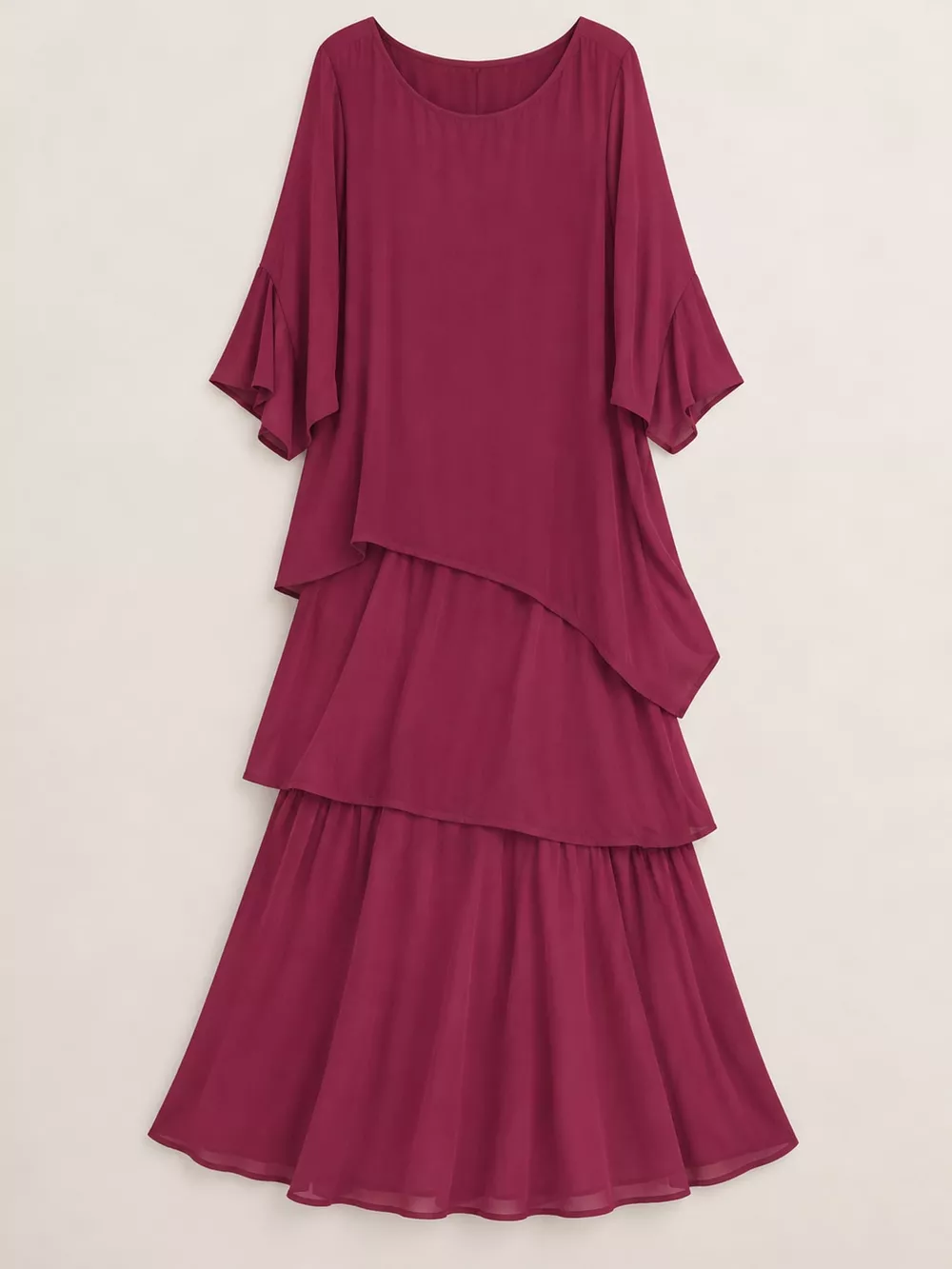 Full Size Layered Batwing Sleeve Maxi Dress Plus Size, image 8