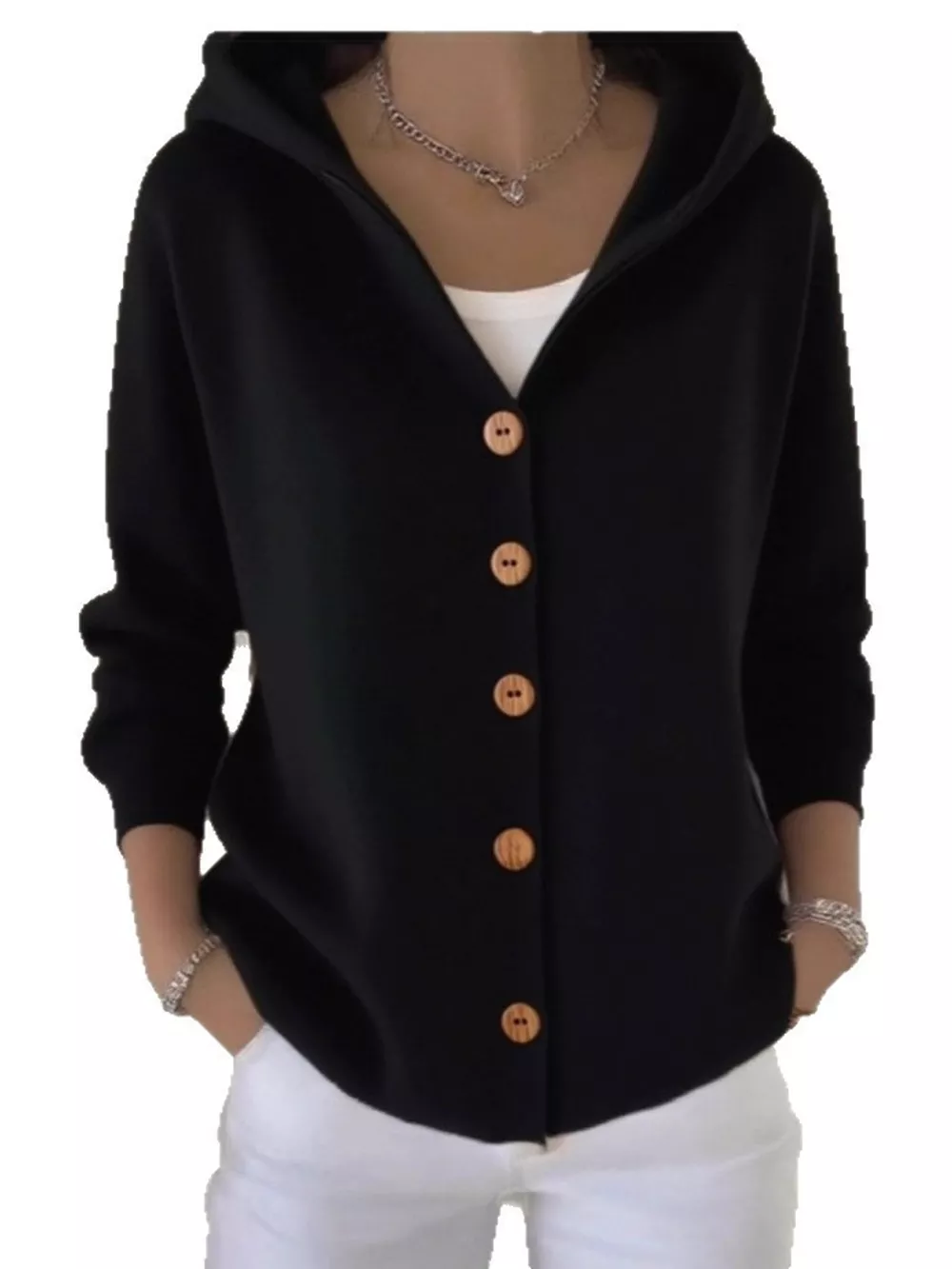 Full Size Hooded Button-Down Knit Cardigan Plus Size, image 41
