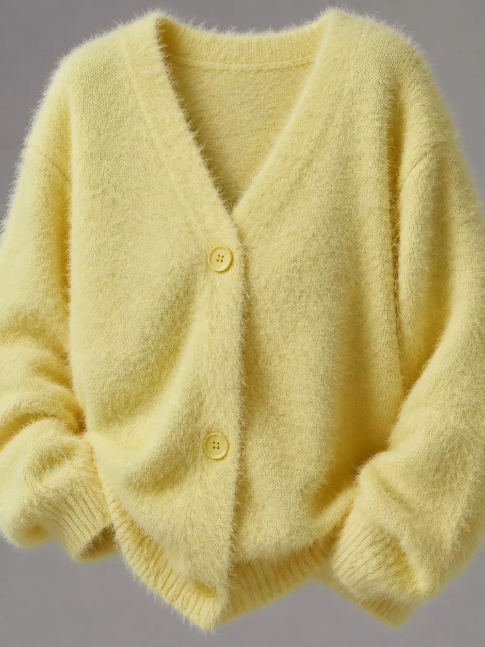 Fuzzy V-Neck Button-Down Cardigan, image 25