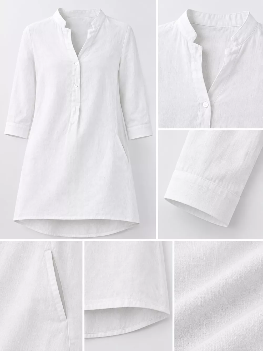 Full Size Button Detail 3/4 Sleeve Blouse Plus Size, image 38