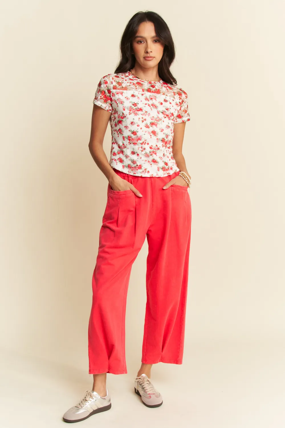 Ribbon Short Sleeve Layered Mesh Top, image 8