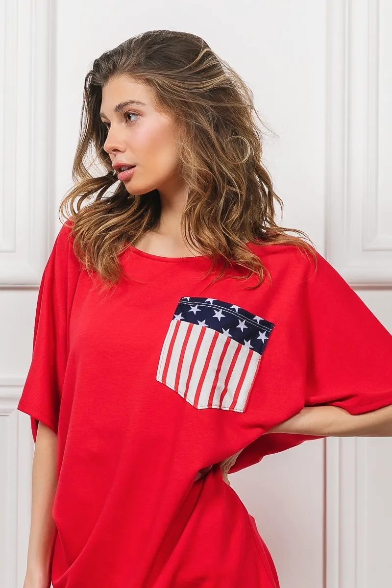 French Terry With Front Pocket Dolman Sleeves Top, image 3