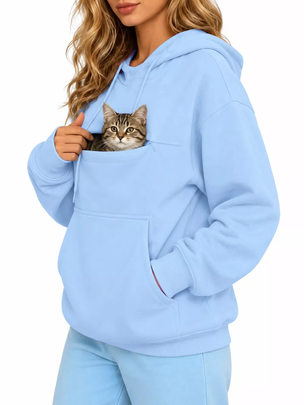 Full Size Cat Pouch Drawstring Hoodie Plus Size, image 21