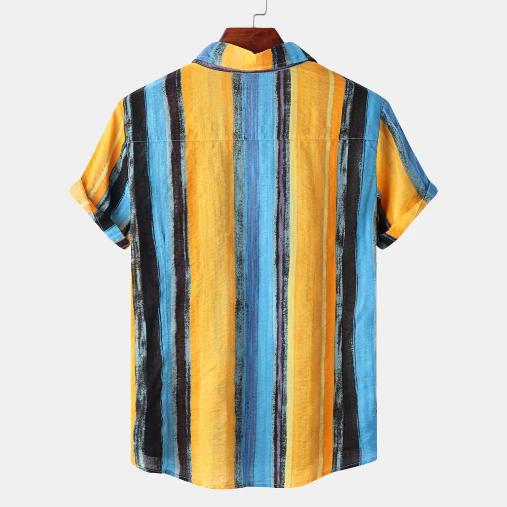 Men's Plus Size Button Down Striped Collared Neck Shirt, image 3