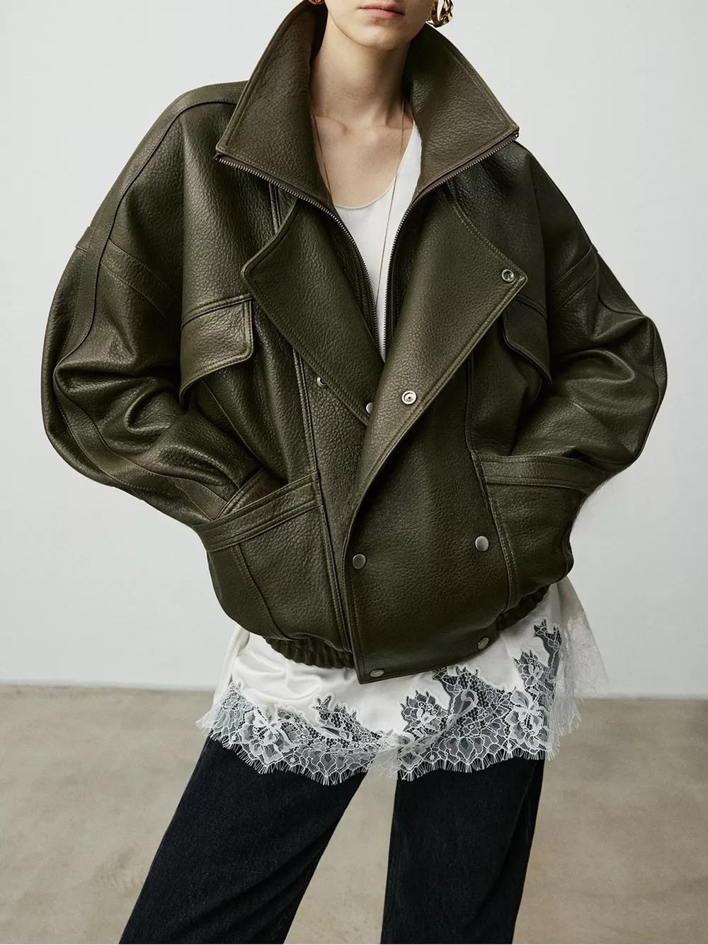 Snap Down Leather Jacket, image 17