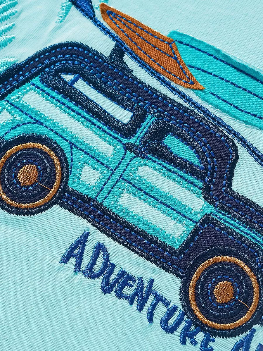 Children's Car Graphic Short Sleeve Tee and Plaid Shorts Set, image 3