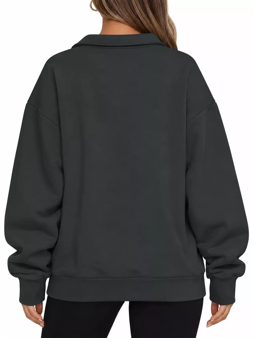 Full Size Quarter-Zip Dropped Shoulder Sweatshirt Plus Size, image 7