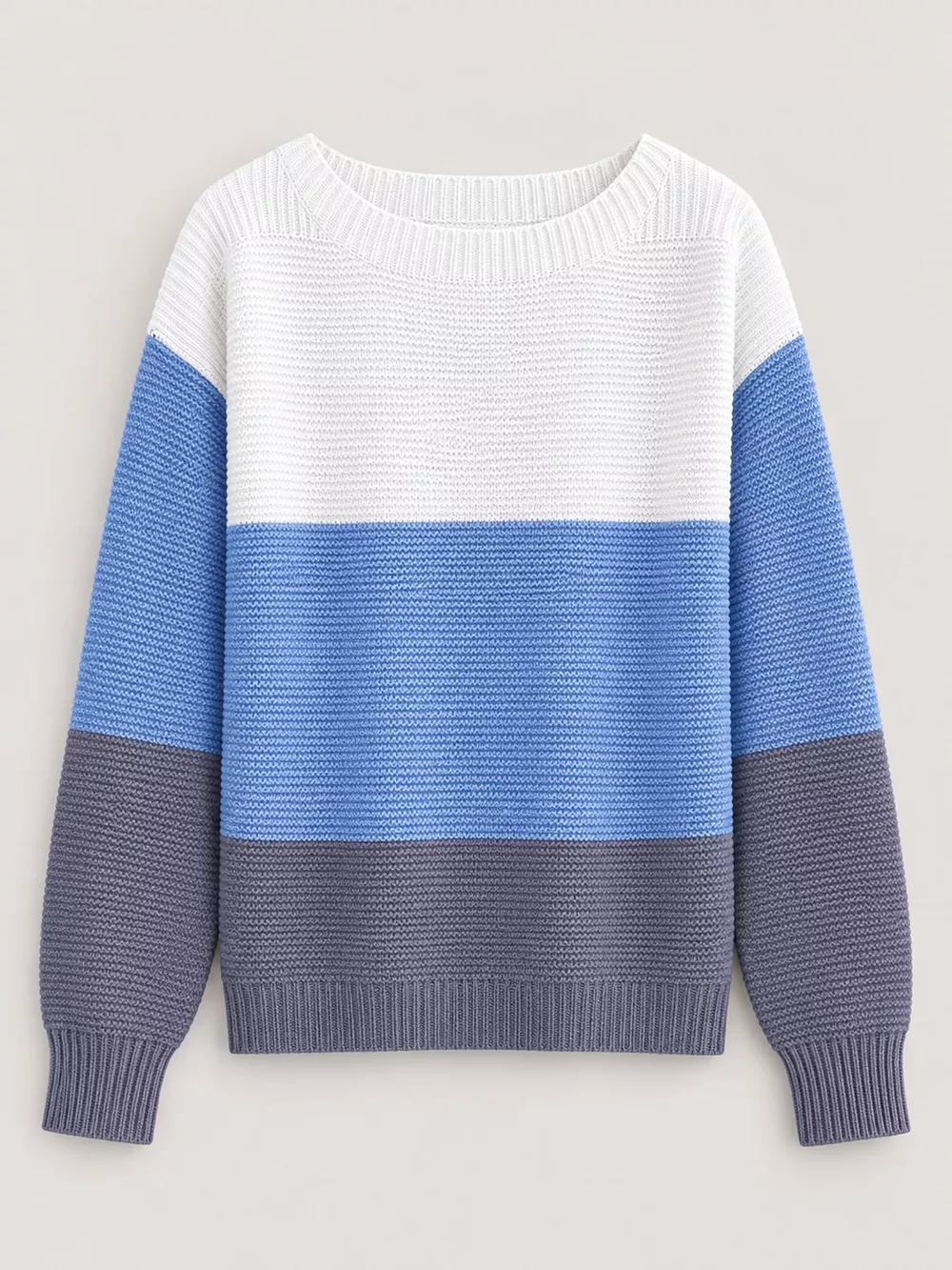 Full Size Color-Block Boat Neck Sweater Plus Size, image 11