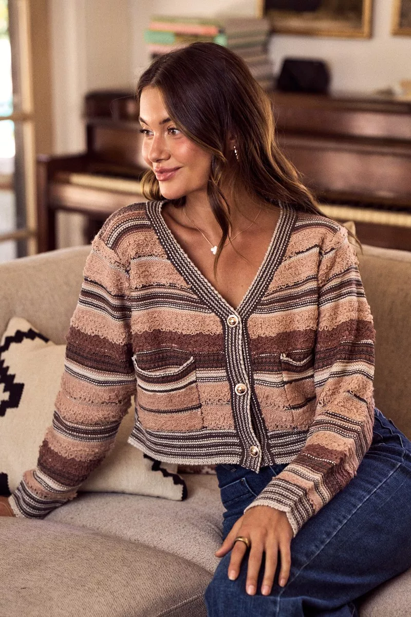 Textured Variegated Multi Color Cardigan, image 7