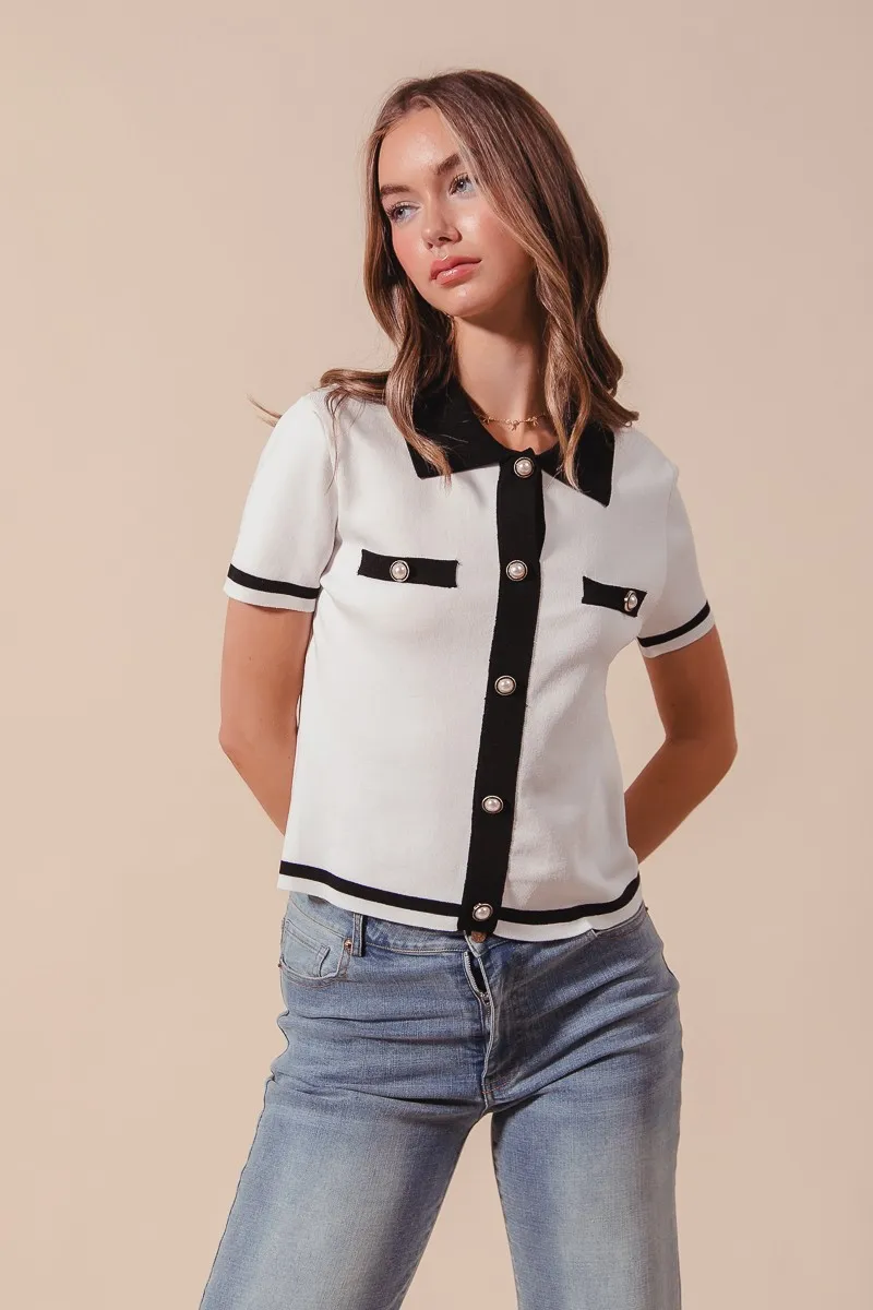 Button Down Knitted Sweater Shirt Top, image 5
