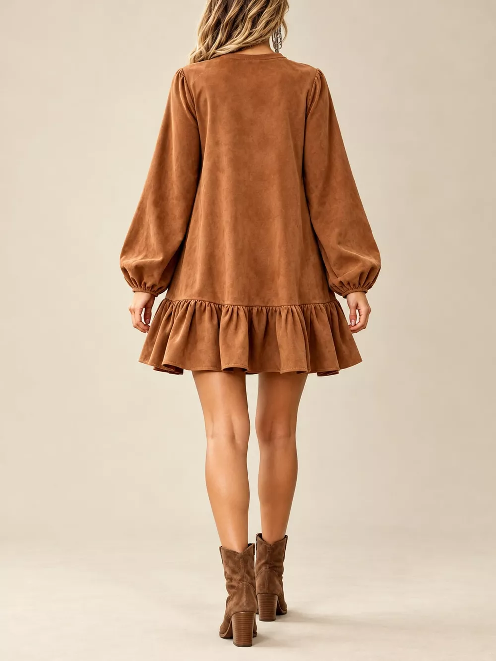 Quarter-Zip Ruffle Hem Mini Dress, image 18