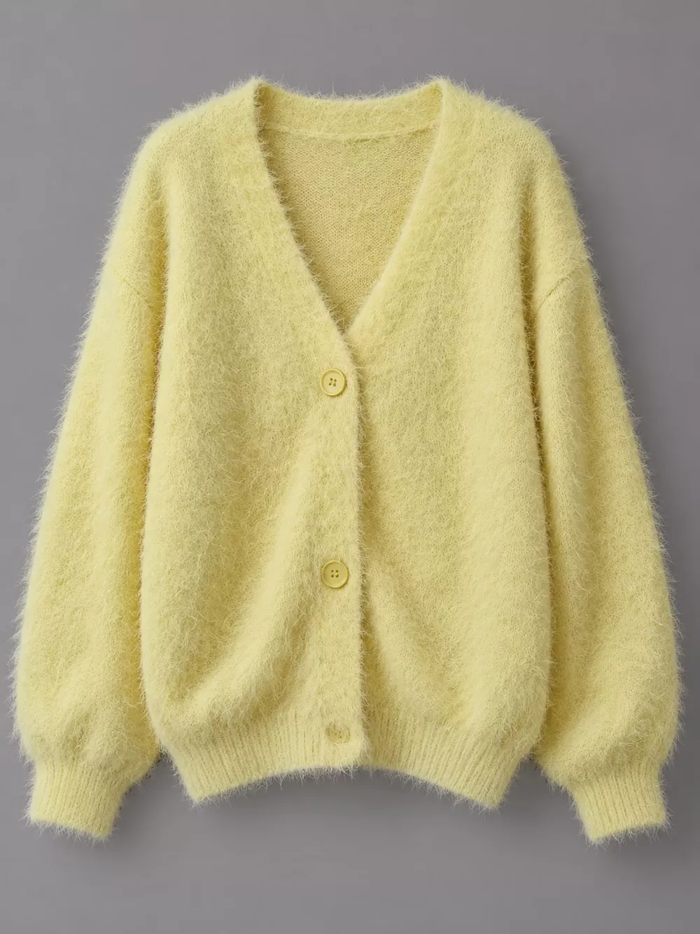 Fuzzy V-Neck Button-Down Cardigan, image 24