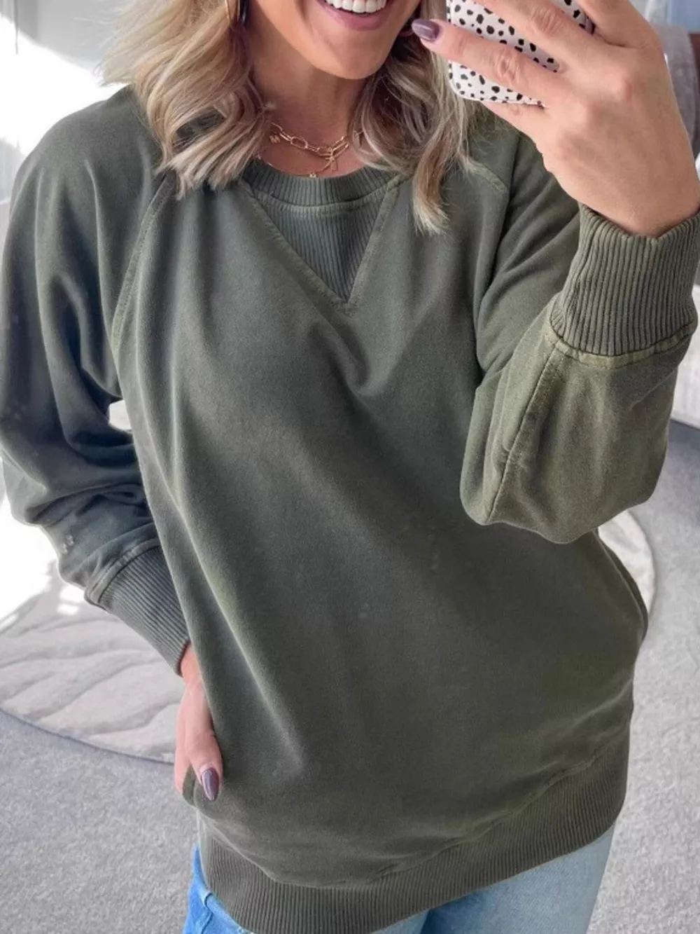 Crew Neck Raglan Sleeve Sweatshirt, image 6