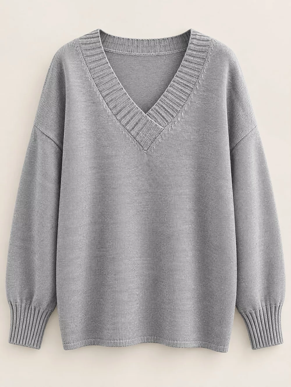 Full Size V-Neck Dropped Shoulder Sweater Plus Size, image 25