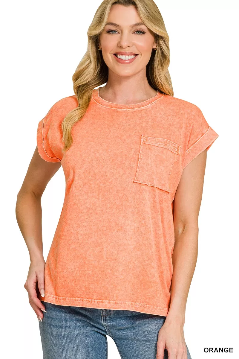 Halo Snow Washed Cuffed Short Sleeve Tee