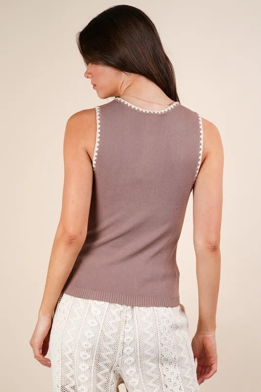 Blanket Style Sleeveless Knit Tank, image 5